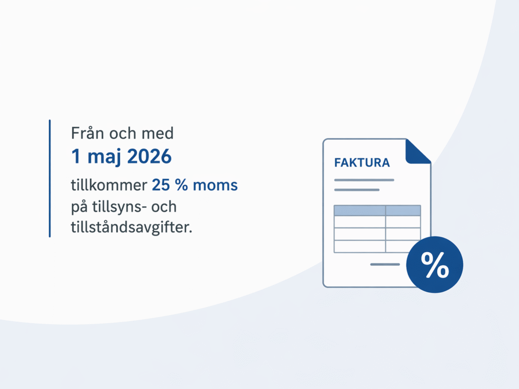 bild animerad faktura med text moms 25% från 1 maj 2026